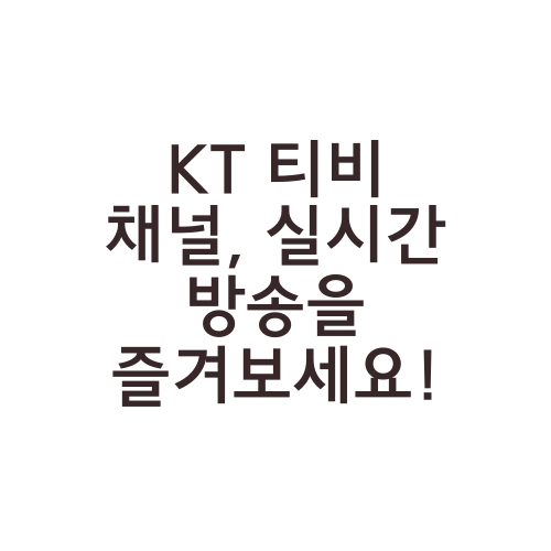 KT 티비 채널, 실시간 방송을 즐겨보세요!